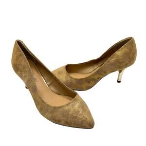 Antonio Melani Gold Sparkle Shimmer Pointed Toe Stiletto Cocktail Party Pumps